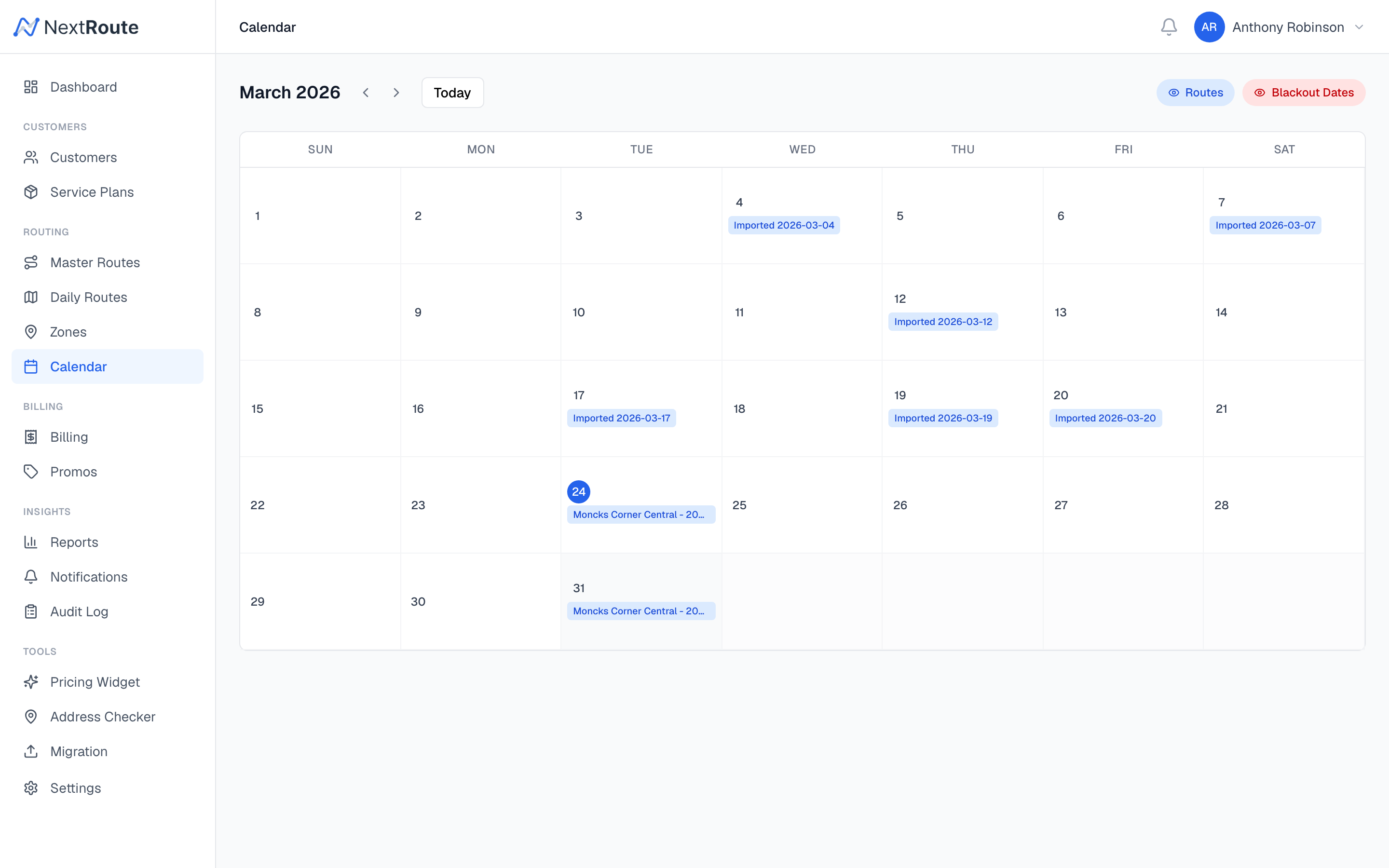 Calendar view